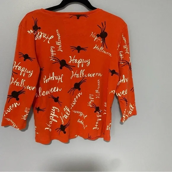 Halloween Tee Onque Casuals Orange Sequin Spider – Large - Picture 5 of 8